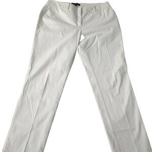 Lafayette 148 Dress Pant Womens Size 8 Cream Slash Pocket High Rise Cotton Blend